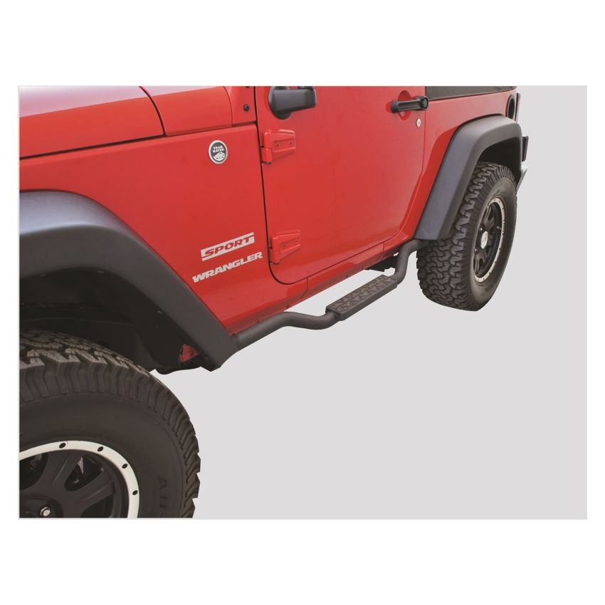 Rampage 2007-2018 Jeep Wrangler(JK) Side Bar Drop Step Slimline - Black