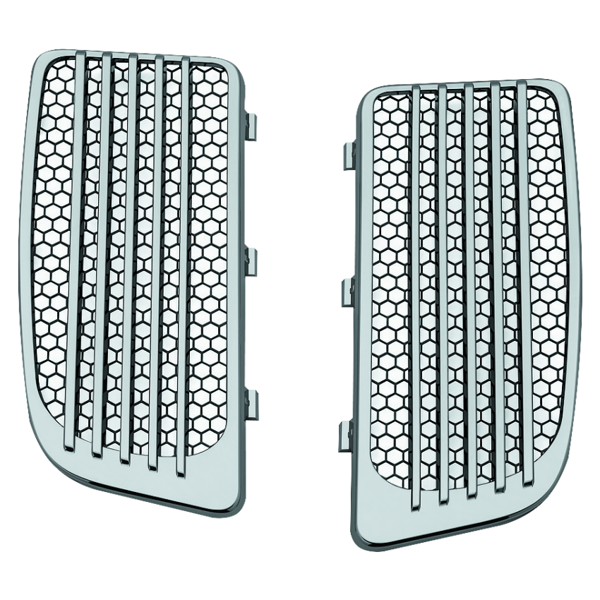 Kuryakyn 7681 Radiator Grills For Twin Cooled Models Chrome & Black (Pair)