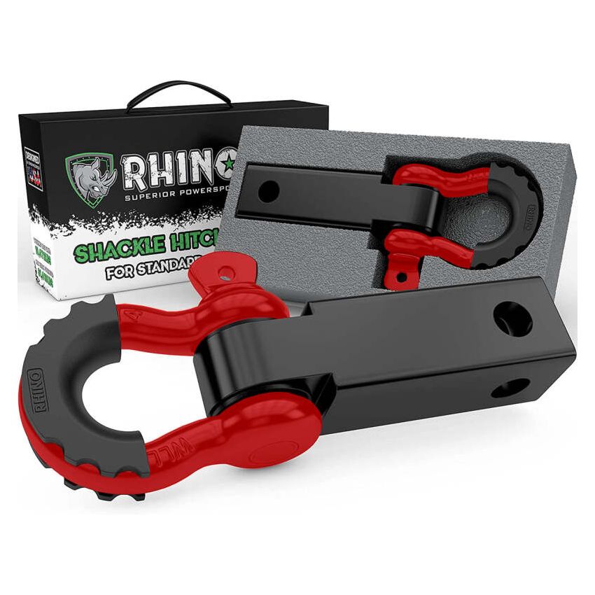 Rhino USA RG-HTHITCH2-RED Shackle Hitch Receiver W/ D-Ring (Red)