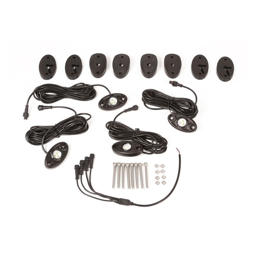 Rugged Ridge 07-18 Jeep Wrangler JK White 4-Piece LED Rock Light Kit