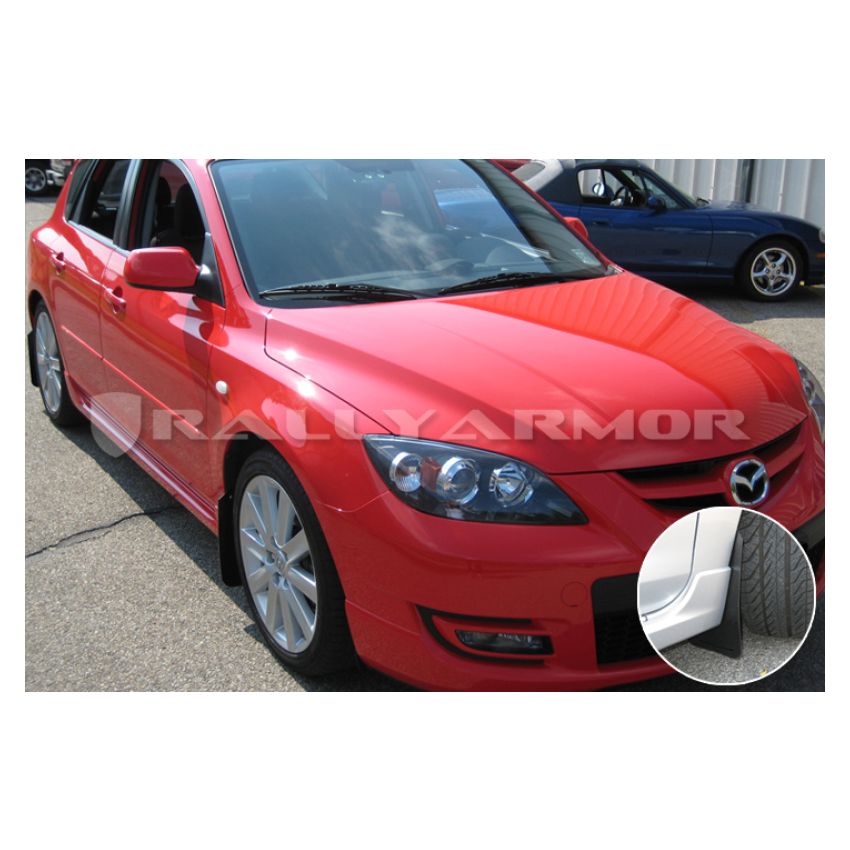 Rally Armor 2004-2009 Mazda3/Speed 3 Basic Black Mud Flap w/ Black Logo