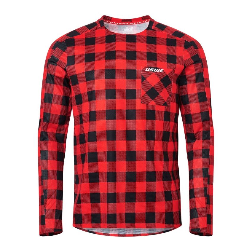 USWE 80951061400107 Flannel Long Sleeve Lightweight Off-Road Jersey Flame Red - XL