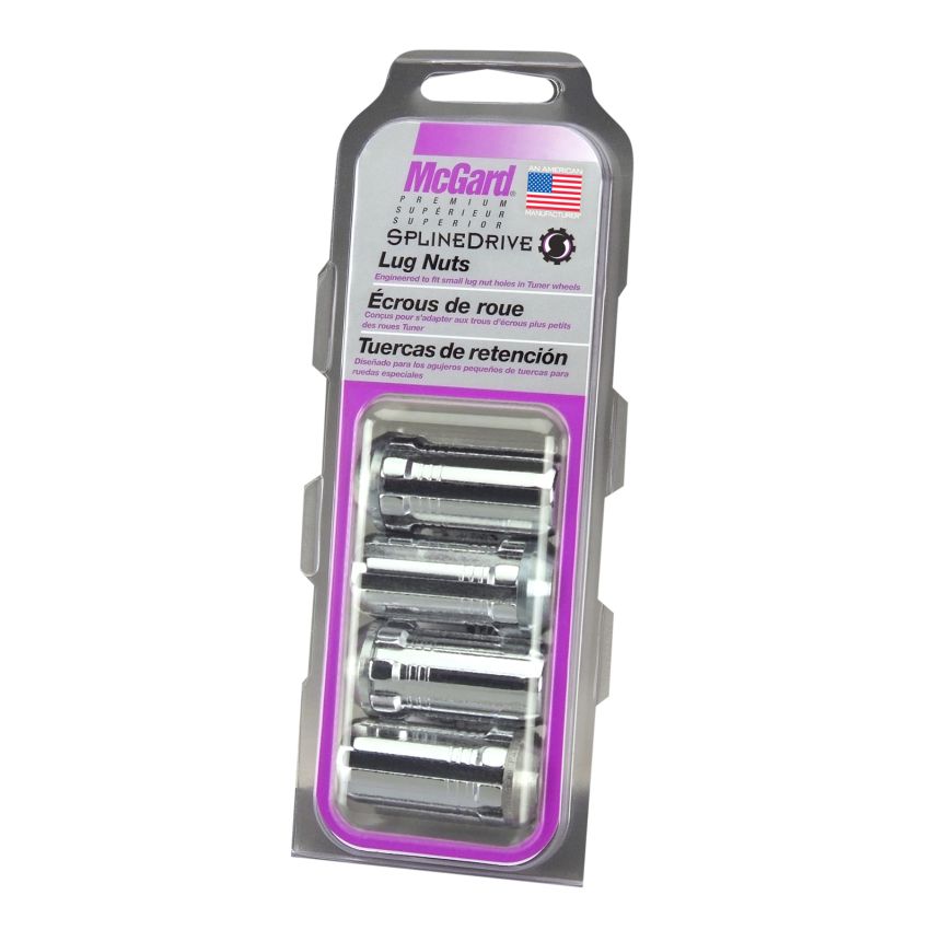 McGard SplineDrive Lug Nut (Cone Seat) M14X1.5 / 1.648in. Length (4-Pack) - Chrome (Req. Tool)