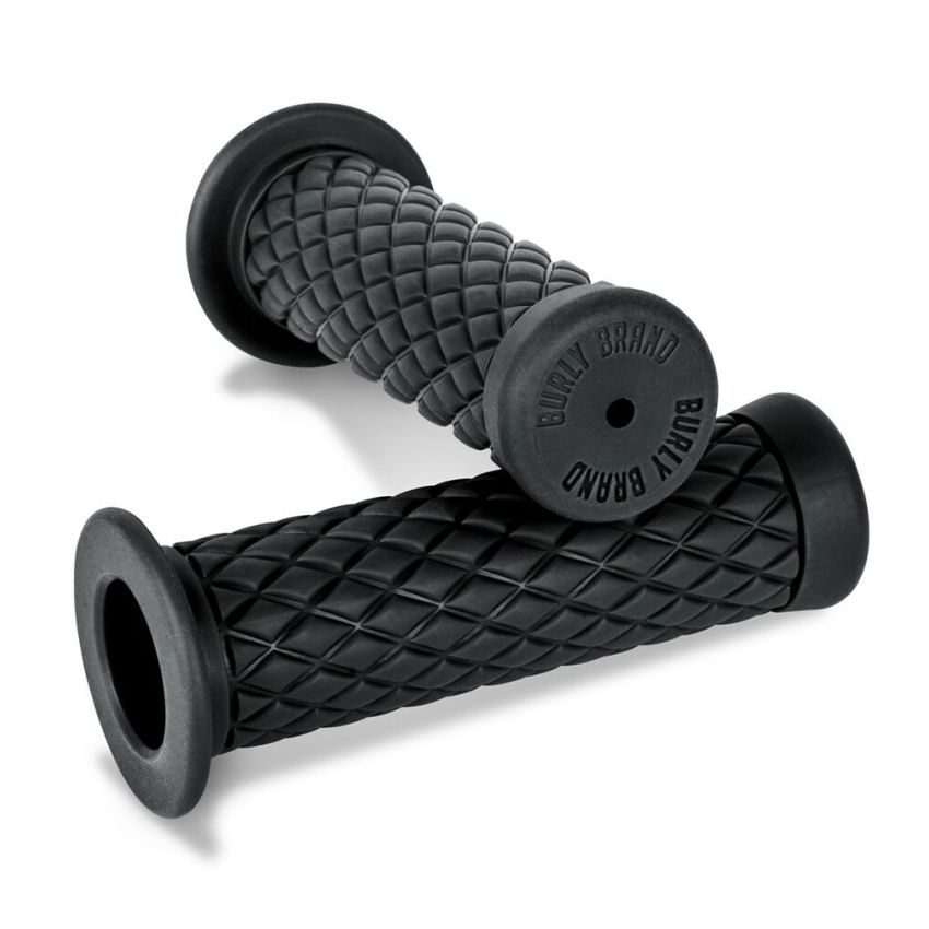Burly Brand B16-1004 Rubber Diamondback Grips 7/8in - Black