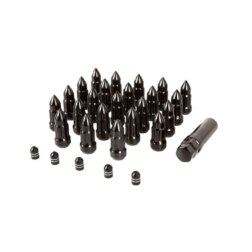 Rugged Ridge Bullet Lug Nut and Valve Stem Cap Kit Black 1/2-20