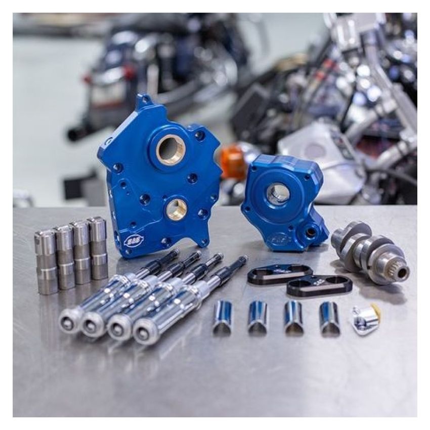 S&S Cycle 310-1003B 2017+ Oil Cooled M8 Models Chain Drive 465C Cam Chest Kit w/ Chrome Pushrod Tubes