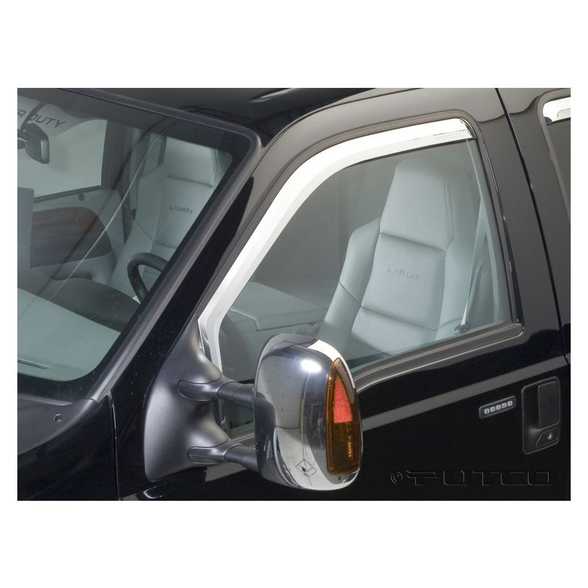 Putco 480203 99-16 Ford SuperDuty Crew Cab/Ext Cab (Front Only) Element Chrome Window Visors