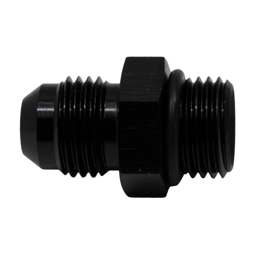 DeatschWerks 6AN ORB Male to 6AN Male Flare Adapter (Incl O-Ring) - Anodized Matte Black