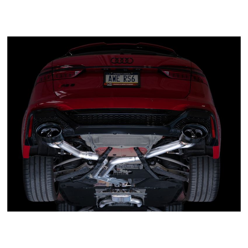 AWE Tuning 3025-33776 21-23 Audi C8 RS6/RS7 SwitchPath Cat-back Exhaust - Diamond Black Tips