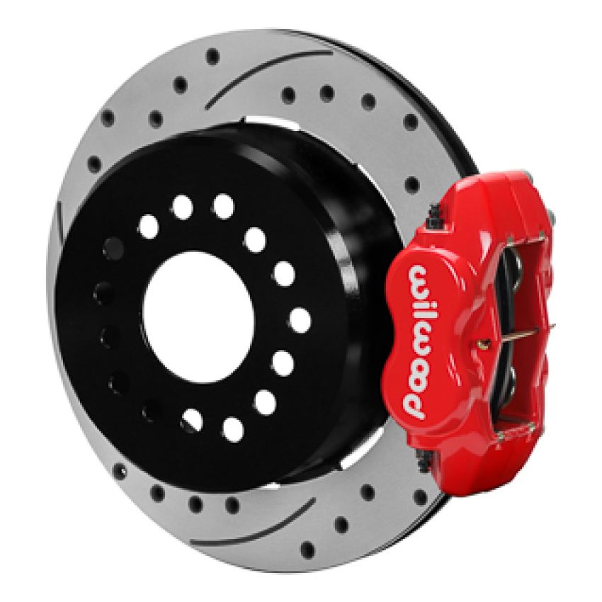 Wilwood 140-17120-DR Chevy Monte Carlo Forged 4 Piston DynaPro Red Caliper HP32 VV D&S Rotor - 11.00x0.81