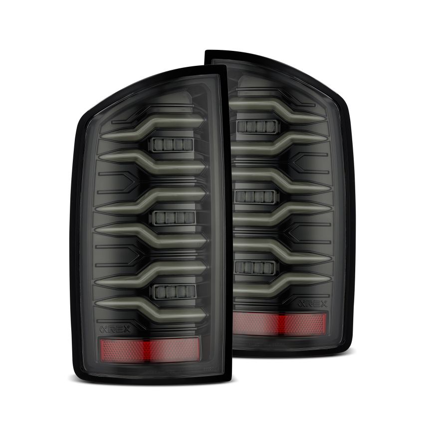 AlphaRex 641050 07-08 Dodge Ram1500/07-09 Dodge Ram 2500+3500 Luxx-Series LED Tail Lights(Pair) Alpha Black