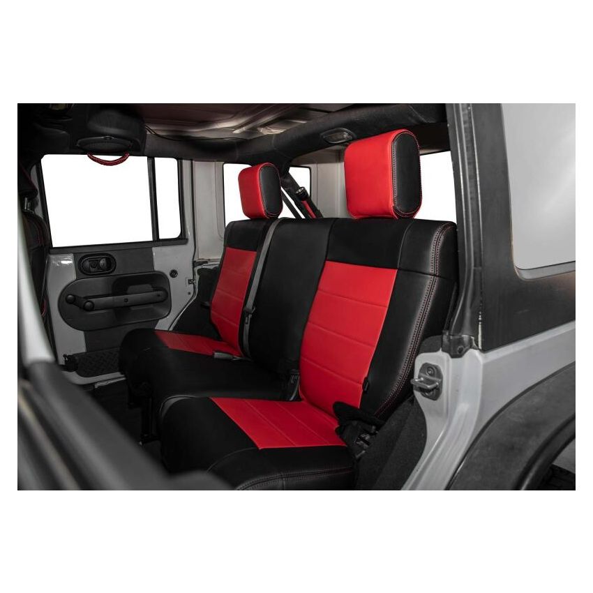 PRP 08-10 Jeep Wrangler JKU Rear Seat Cover/4 door - Black/Red
