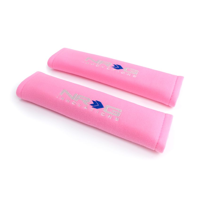 NRG Seat Belt Pads 2.7in (Wide) X 11in - Pink (2 Piece) Short