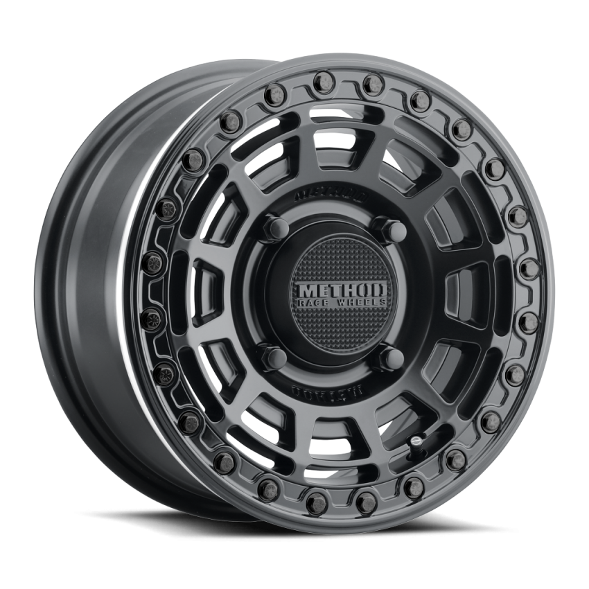 Method Wheels MR415570121052B Method MR415 Beadlock 15x7 / 5+2/38mm Offset / 5x4.5 / 76mm CB Matte Black Wheel - Gloss Black Ring