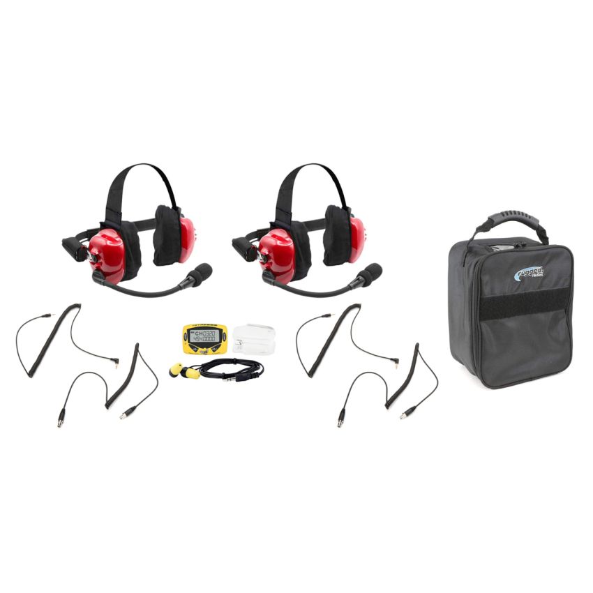 Rugged Radios H80-FAN H80 Track Talk Headset w/ NITRO BEE XTREME UHF Race Receiver and Carry Bag