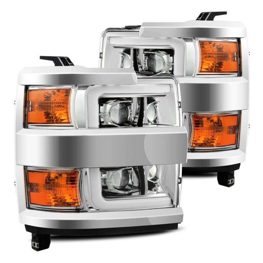 AlphaRex 15-19 Chevy Silverado 2500HD PRO-Series Headlight Plank Chrome w/Activ Light/Seq Signal/DRL