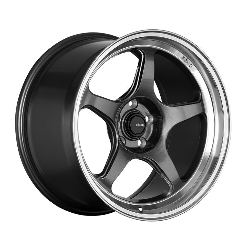 Konig HP85100356 Hyperspec 15x8 4x100 ET35 Anthracite Metallic Wheel w/ Mirror Machined Lip (Knurled Bead)