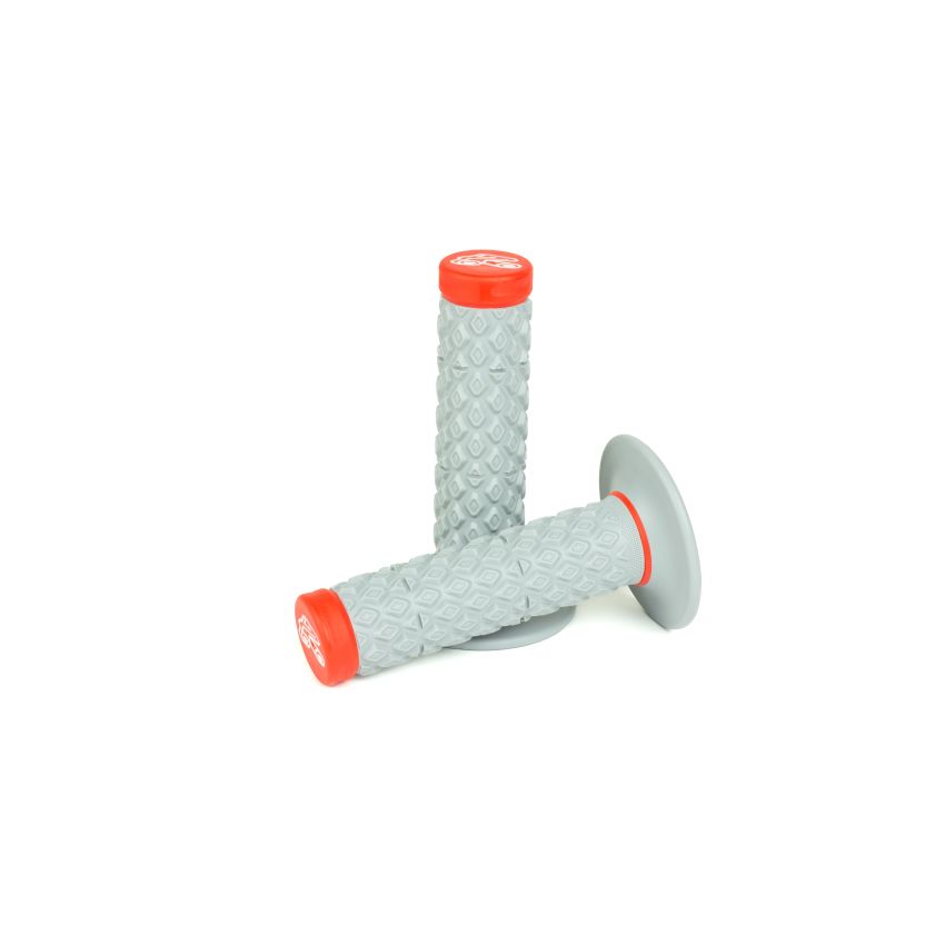 Renthal G209 Soft/Firm MX Dual Compound Grips Tapered 1/2 Waffle - Gray/Red