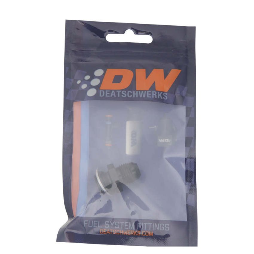 DeatschWerks 6AN Male Flare to M14 X 1.5 Male Metric Adapter (Incl Washer) - Anodized Matte Black