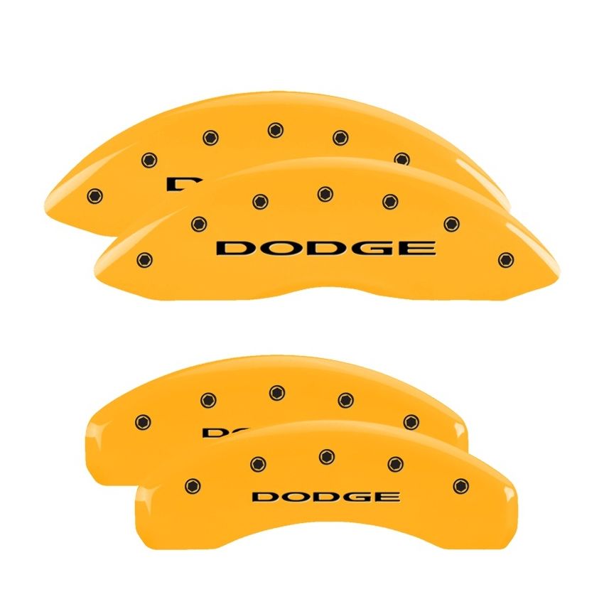 MGP 4 Caliper Covers Engraved Front & Rear Dodge Yellow Finish Black Char 2006 Dodge Durango