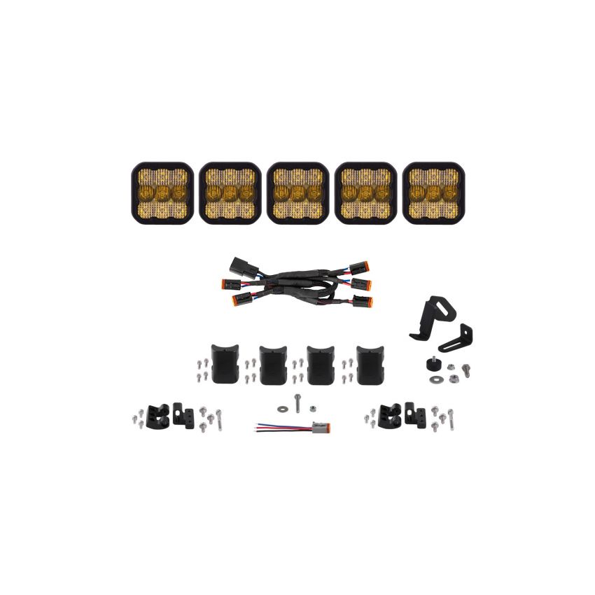 Diode Dynamics DD7243 SS5 Pro Universal CrossLink 5-Pod Lightbar - Yellow Combo