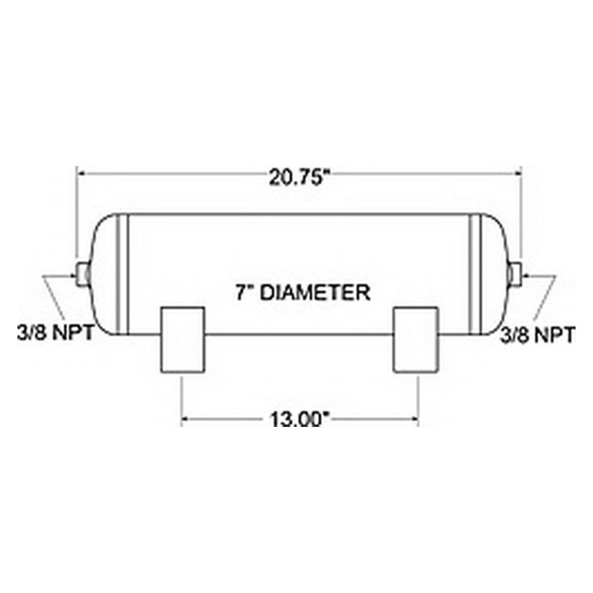Firestone 9229 Air Tank 3 Gallon 7in. x 20.75in. (2) 3/8in. NPT Ports 150 PSI Max - Black (WR17609229)
