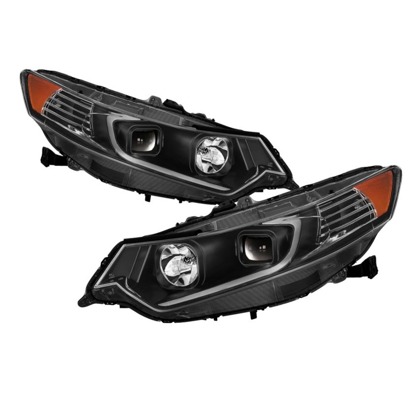 xTune 09-14 Acura Projector Headlights - Light Bar DRL - Black (PRO-JH-ATSX09-LB-BK)