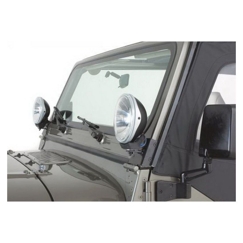 Rampage 1997-2006 Jeep Wrangler(TJ) Windshield Hinge Light Bracket - Black