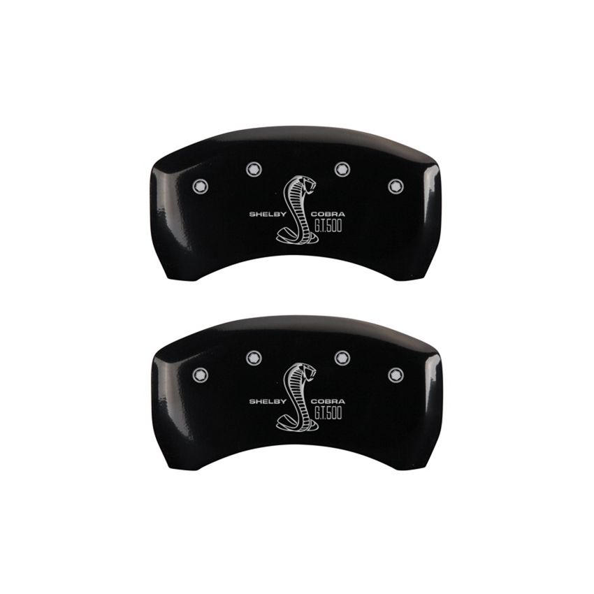 MGP Rear set 2 Caliper Covers Engraved Rear GT500 Shelby & Cobra Black finish silver ch