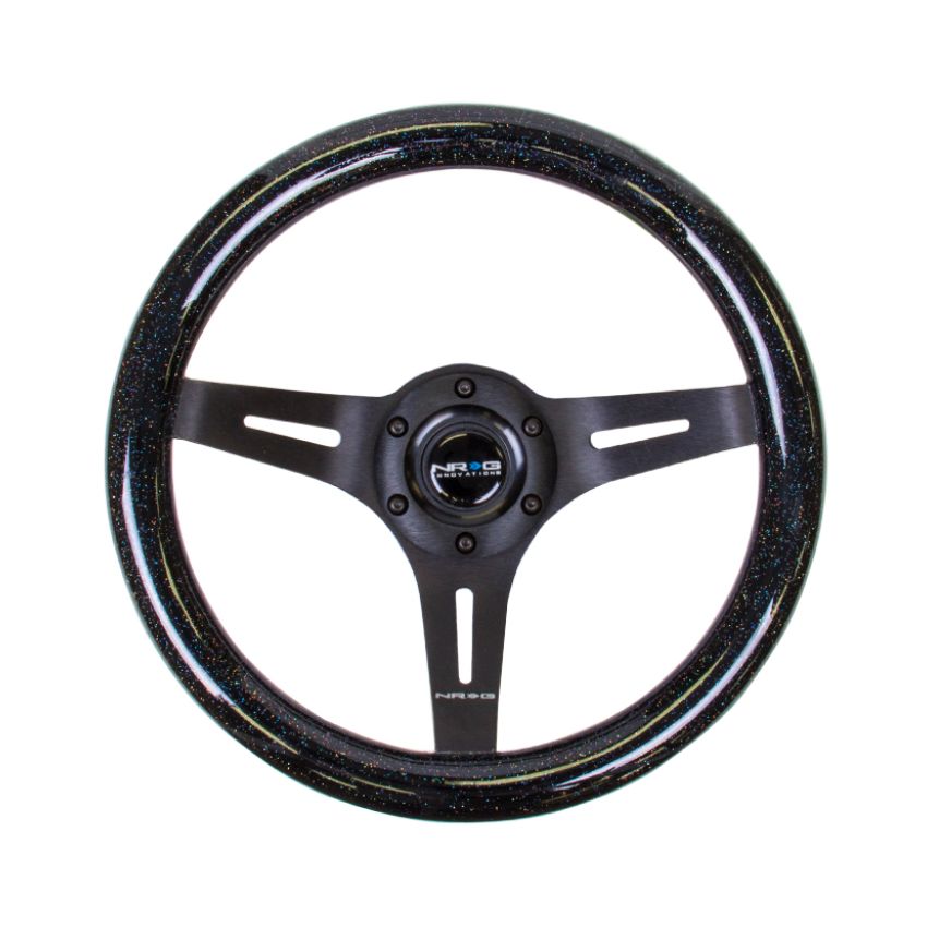 NRG ST-310BSB-BK Classic Wood Grain Steering Wheel (310mm) Black Sparkle w/Blk 3-Spoke Center