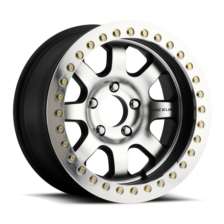 Raceline RT260-78555-32 RT260 Avenger 17x8.5in/5x139.7 BP/-32mm Offset/107.95mm Bore - Black & MACH. Beadlock Wheel