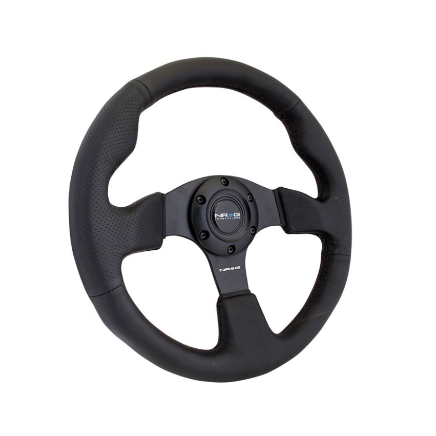 NRG Reinforced Steering Wheel (320mm) Black Leather w/Black Stitching