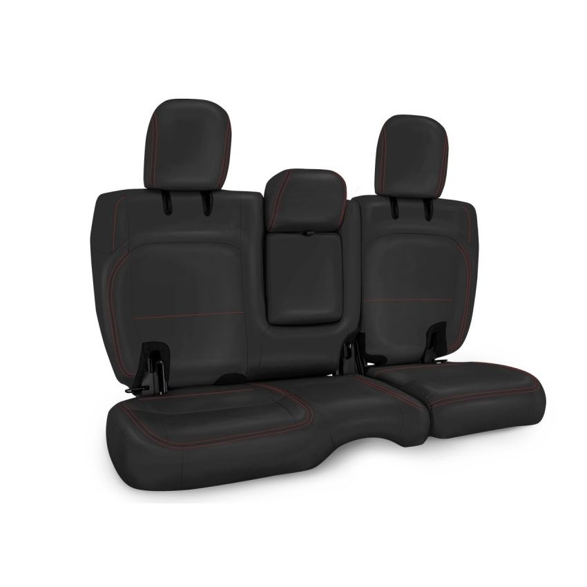 PRP 2018+ Jeep Wrangler JLU/4 Door Rear Bench Cover w/ Leather Interior - Black w/ Red Stitching