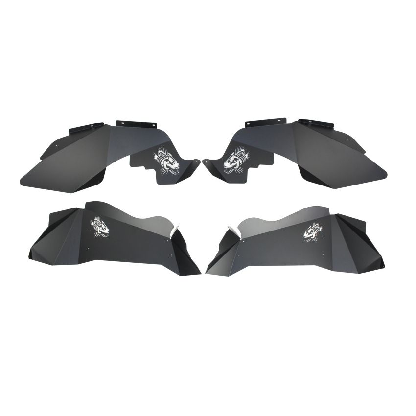 Fishbone Offroad 07-18 Jeep Wrangler JK Logo Aluminum Inner Fenders - Black Powdercoat