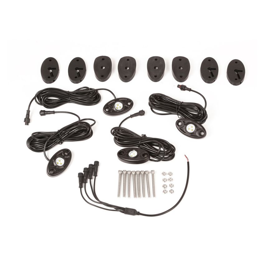Rugged Ridge 07-18 Jeep Wrangler JK White 4-Piece LED Rock Light Kit