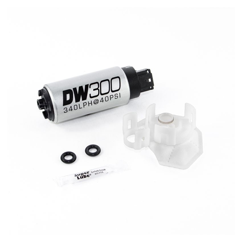 DeatschWerks 340lph DW300C Compact Fuel Pump w/ 08-15 Mitsu EVO X Set Up Kit (w/o Mounting Clips)