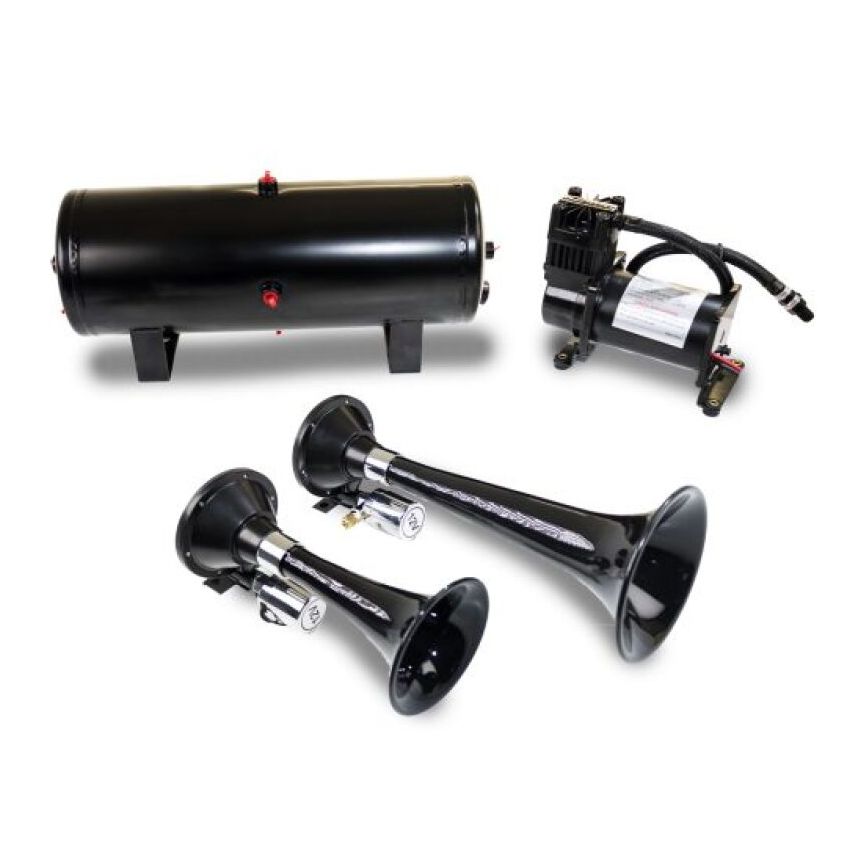 Kleinn Air Horns HK5 Kleinn Dual Black Horn Kit w/ 150 PSI Air Compressor / 1.5 gal Air Tank
