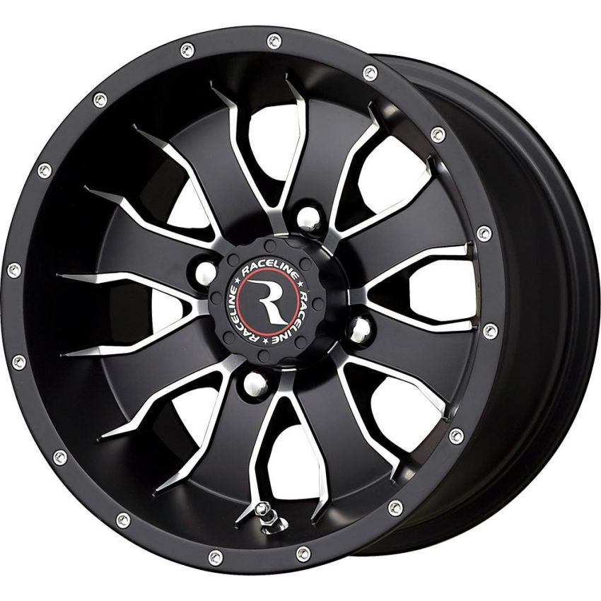 Raceline A77 Mamba 14x7in / 4x156 BP / 5mm Offset / 132.5mm Bore - Black & Machined Wheel