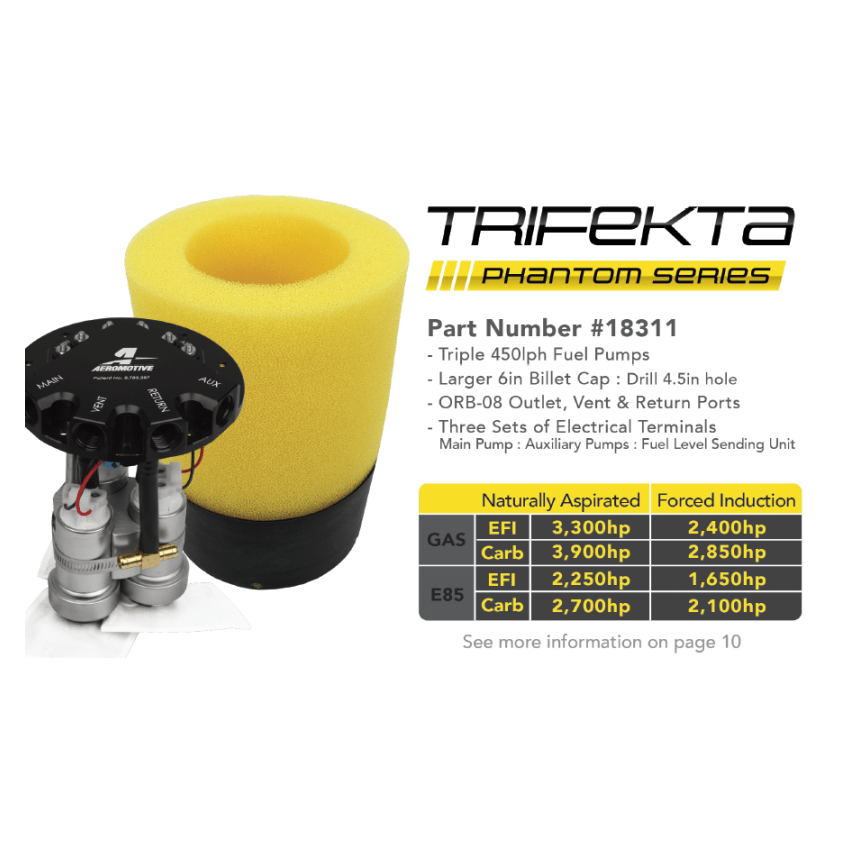 AEROMOTIVE AFS18311 Phanton Trifekta Fuel Pump 450LPH