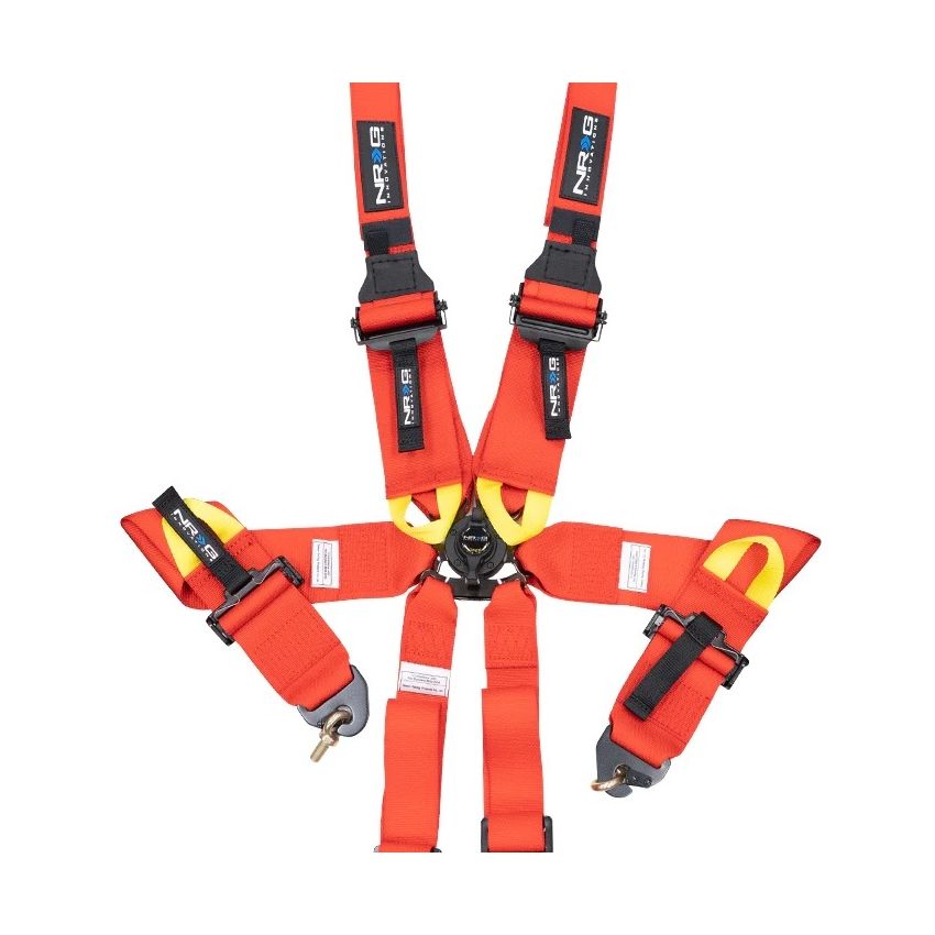 NRG SBH-HRS6PCRD FIA 6pt 2in. Shoulder Belt for HANS Device/ Rotary Cam Lock Buckle/ 3in. Waist Belt - Red
