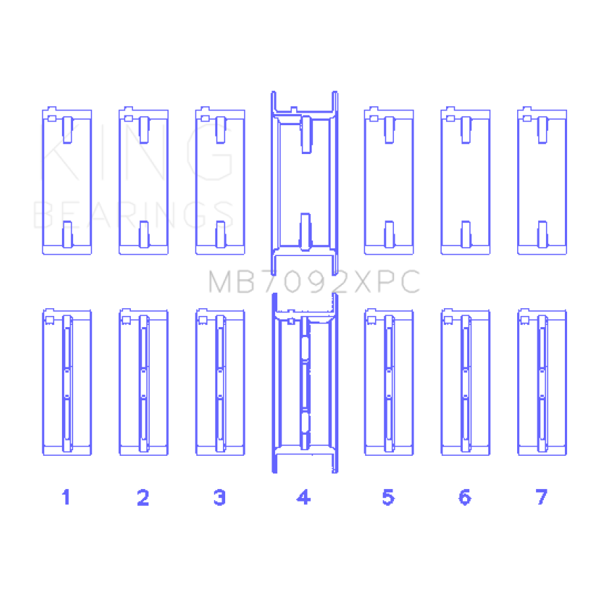 King Engine Bearings MB7092XPC.026 King Nissan RB26DETT 24V (Size .026) XP Coated Tri Metal Main Bearing Set