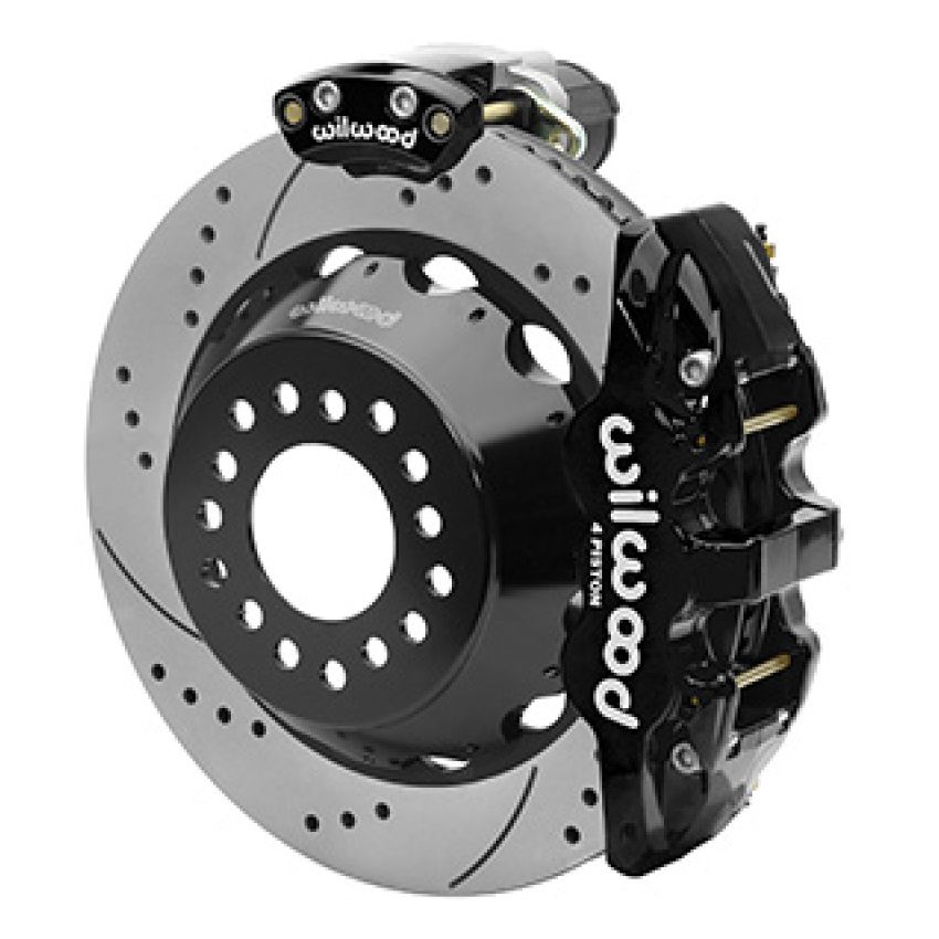 Wilwood 140-16170-D AERO4 Big Brake Rear Electronic Parking Brake Kit - Black - Powder Coat Caliper - D/S Rotor