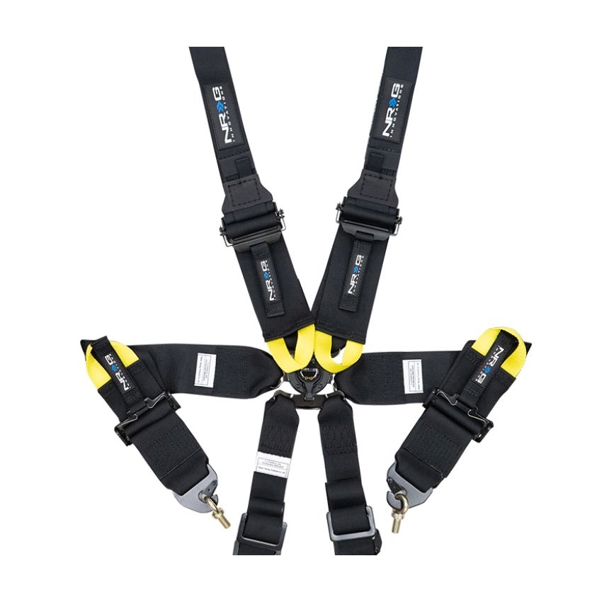 NRG SBH-HRS6PCBK FIA 6pt 2in. Shoulder Belt for HANS Device/ Rotary Cam Lock Buckle/ 3in. Waist Belt - Black