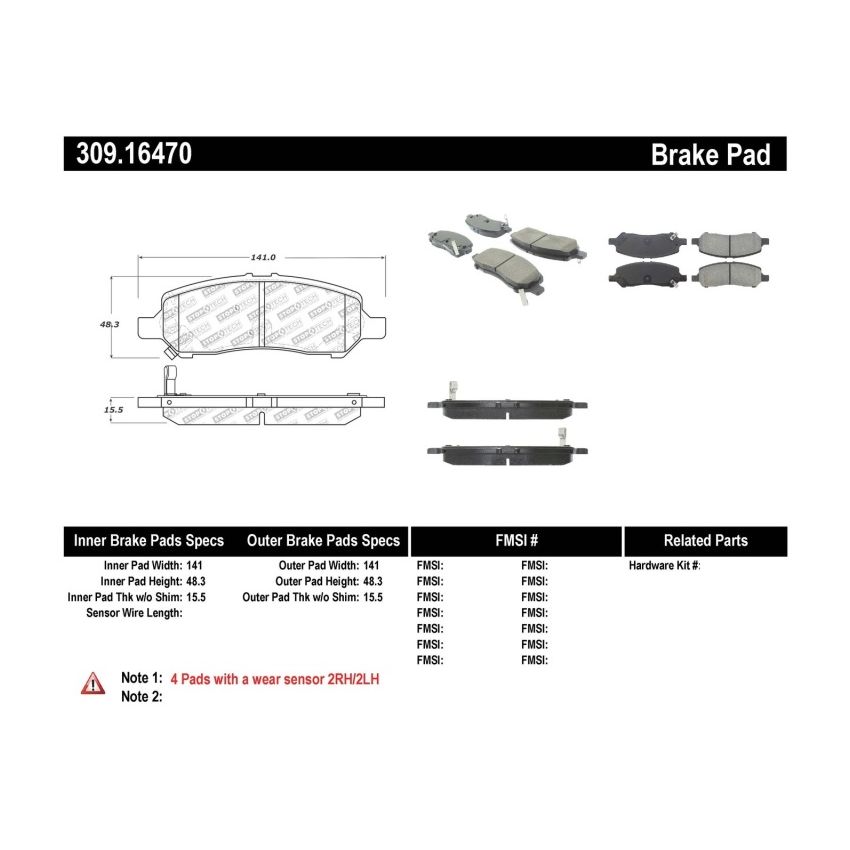 StopTech Performance Rear Brake Pads 13-14 Dodge Dart/Jeep Cherokee