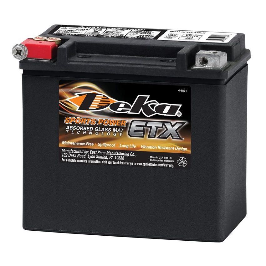 Deka ETX16 12 Volt Premium AGM Powersports Battery