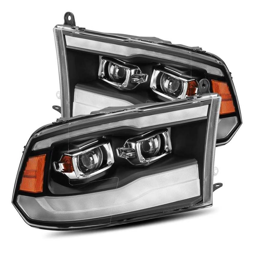 AlphaRex 09-18 Dodge Ram 1500HD PRO-Series Projector Headlights Plank Style Black w/Seq Signal/DRL