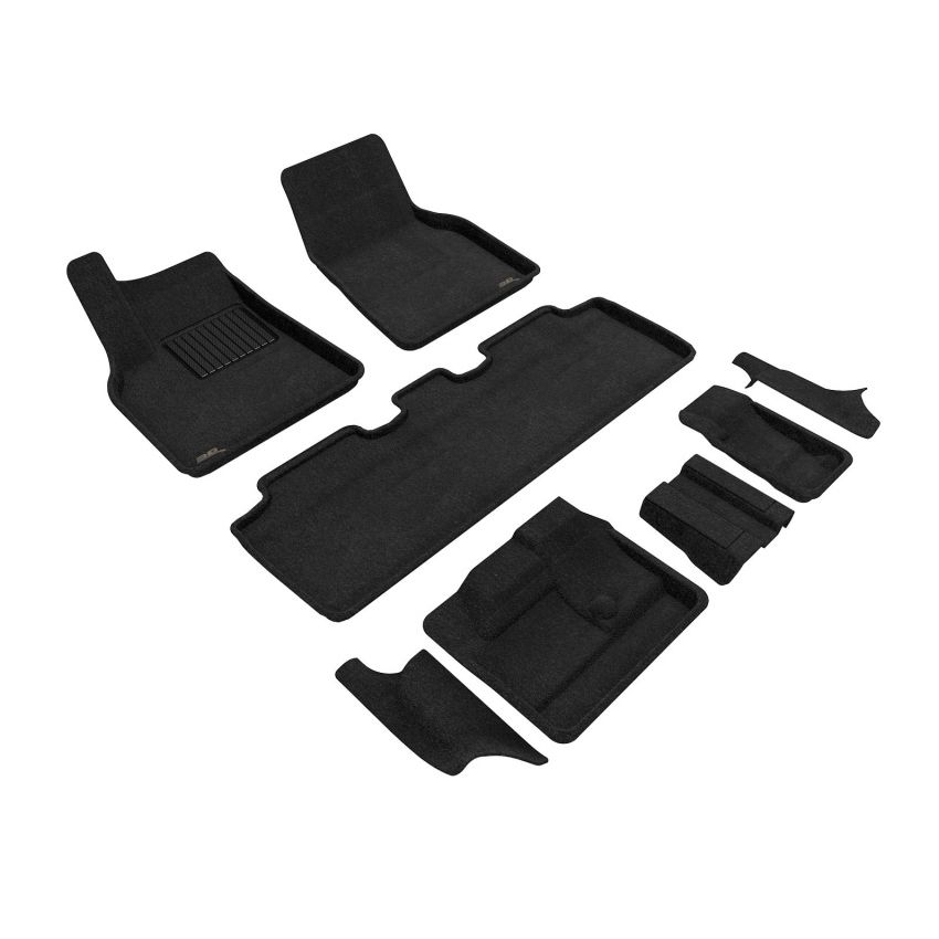 3D MAXpider L1TL03604709 21-23 Tesla Model Y 7-Seat Elegant Floor Mat- Black 1St Row 2Nd Row 3Rd Row