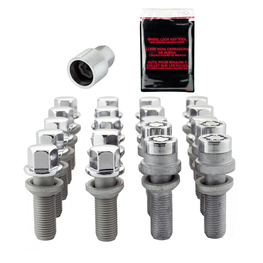 McGard 5 Lug Hex Install Kit w/Locks (Radius Seat Bolt) M14X1.5 / 17mm Hex / 35.4mm Shank L - Chrome