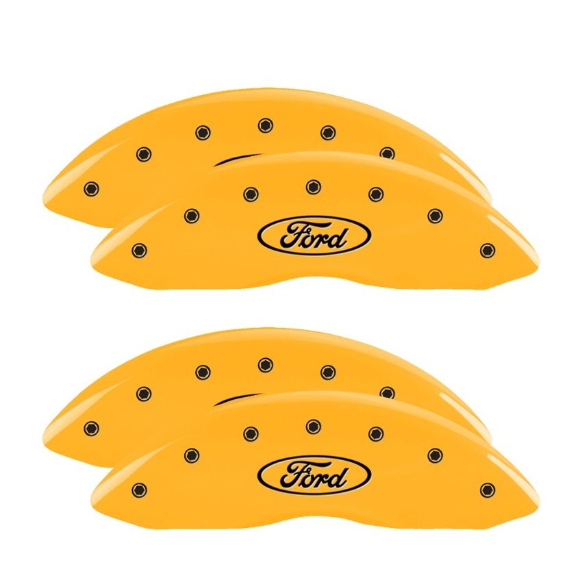 MGP 4 Caliper Covers Engraved F & R Ford Logo Yellow Finish Black Char 2006 Ford F-350 Super Duty