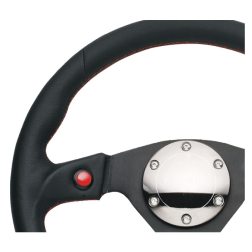 NRG Reinforced Steering Wheel (320mm) Blk Leather w/Dual Buttons
